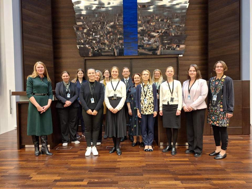 Biträdande lagtingsdirektör Julia Lindholm och deltagare i Ålandsakademin. Biträdande lagtingsdirektör Julia Lindholm och deltagare i Ålandsakademin.