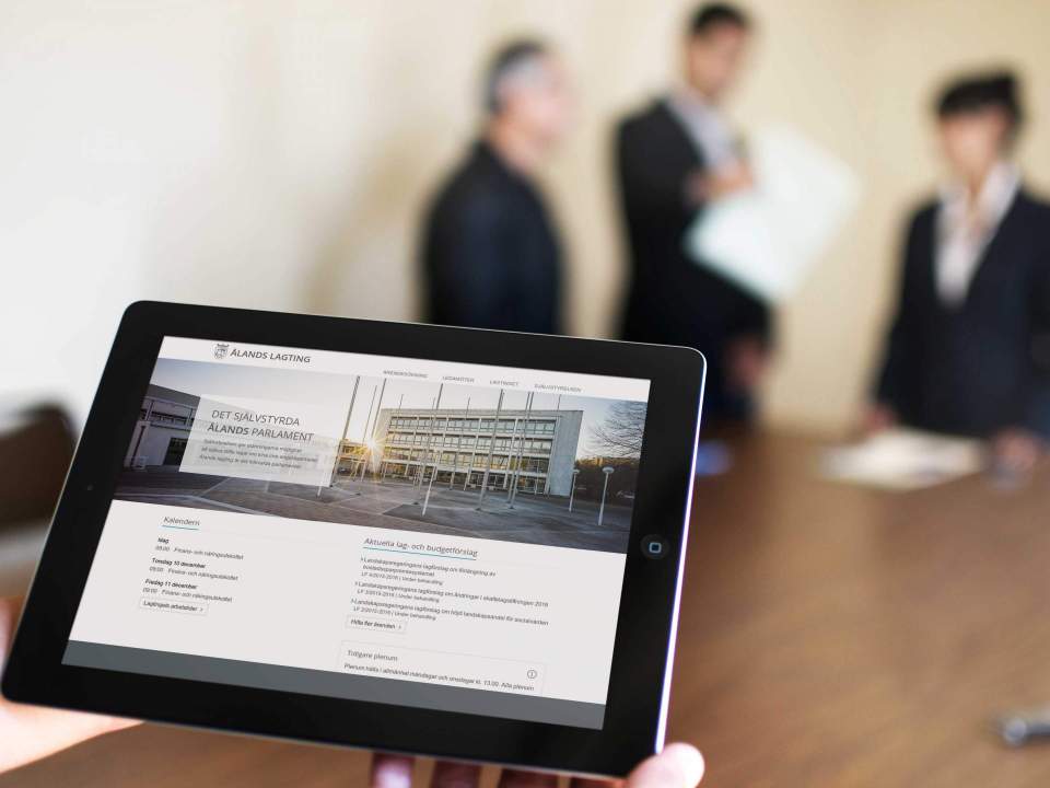 Lagtingets webbplats i en iPad