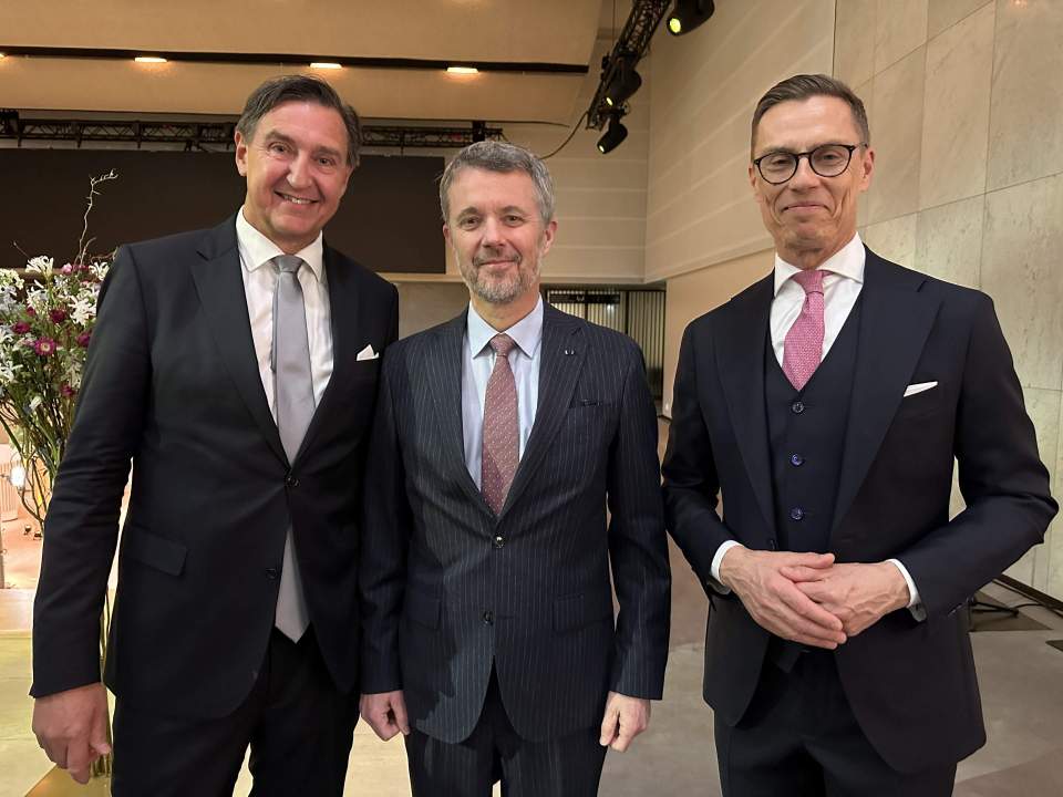 Talman Jörgen Pettersson, Danmarks kung Frederik X och Finlands president Alexander Stubb