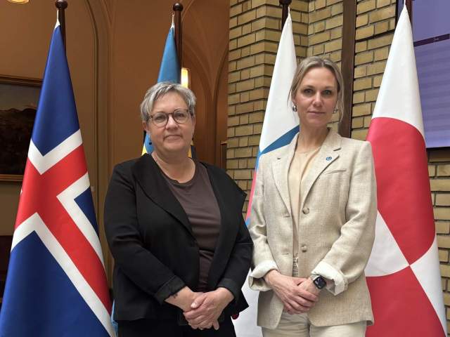 Nina Fellman och Sandra Listherby vid Nordiska rådets temasession i Oslo. 